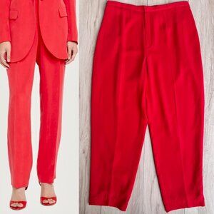 EUC Dana Buchman Red Silk Dress Pants Size 18 Pleated Elastic Waist / Cherry Red